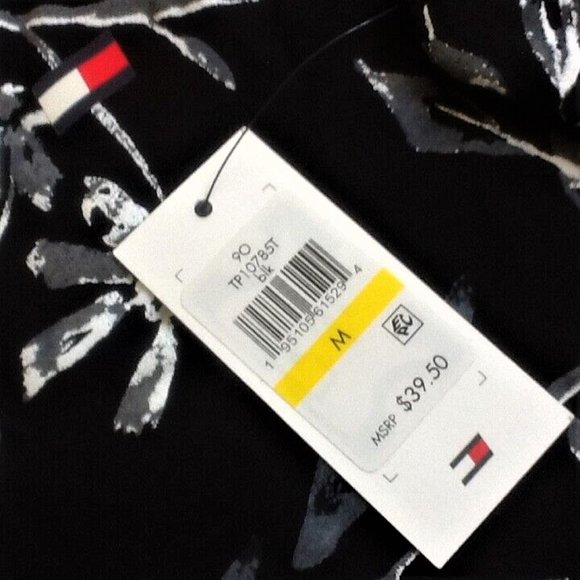new BLACK Tommy Hilfiger Sport Crop Wrap Waist Top Floral - WOMEN'S Size Medium - Picture 5 of 7